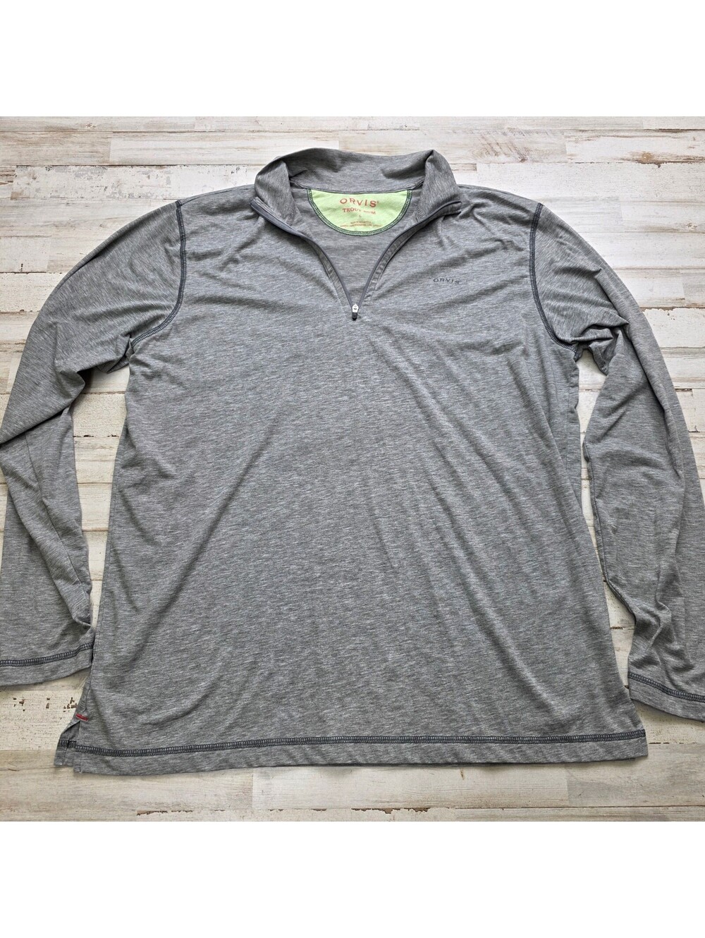 Orvis Trout Bum Men's L Gray 1/2 Zip Pullover Long Sleeve Fishing Shirt Heather